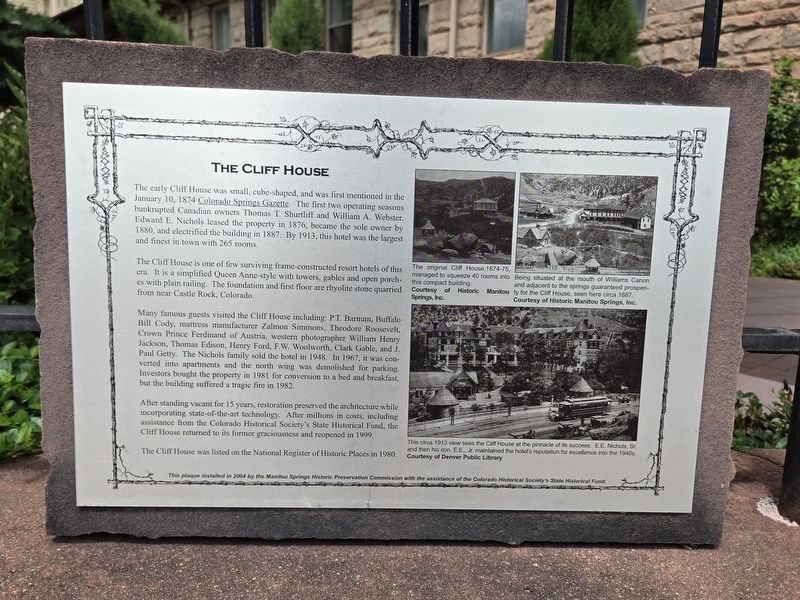 The Cliff House Marker. Click for full size. The Cliff House Marker image. Click for full size.