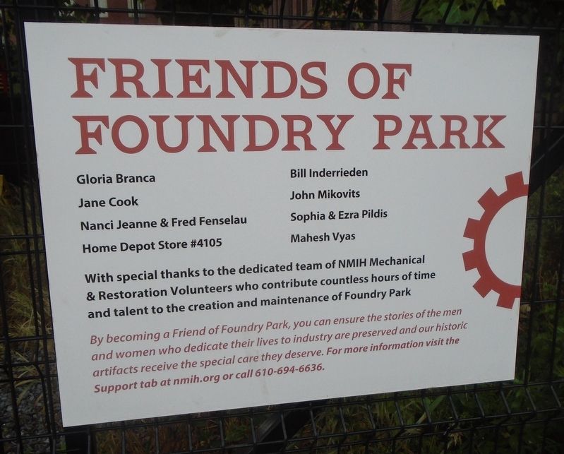 Friends of Foundry Park Marker. Click for full size. Friends of Foundry Park Marker image. Click for full size.