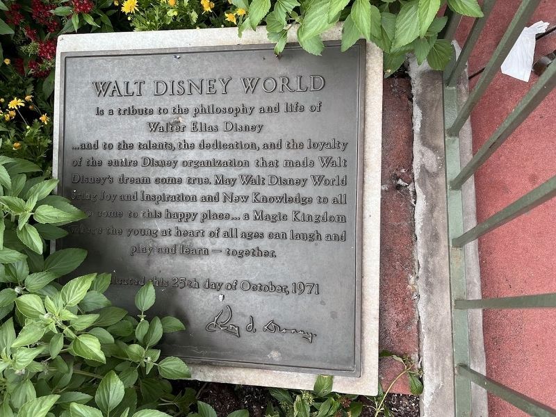 Plaque dedicated to Walt Disney. Click for full size. Plaque dedicated to Walt Disney image. Click for full size.