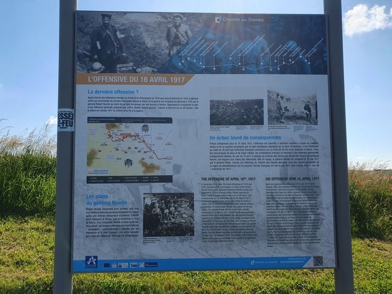 L'Offensive du 16 Avril 1917 Marker. Click for full size. L'Offensive du 16 Avril 1917 Marker image. Click for full size.