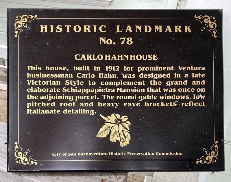 Carlo Hahn House Marker image. Click for full size.