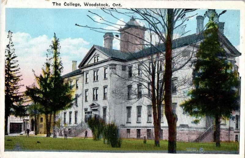 Postcard of Woodstock College, ca 1920 image. Click for full size.