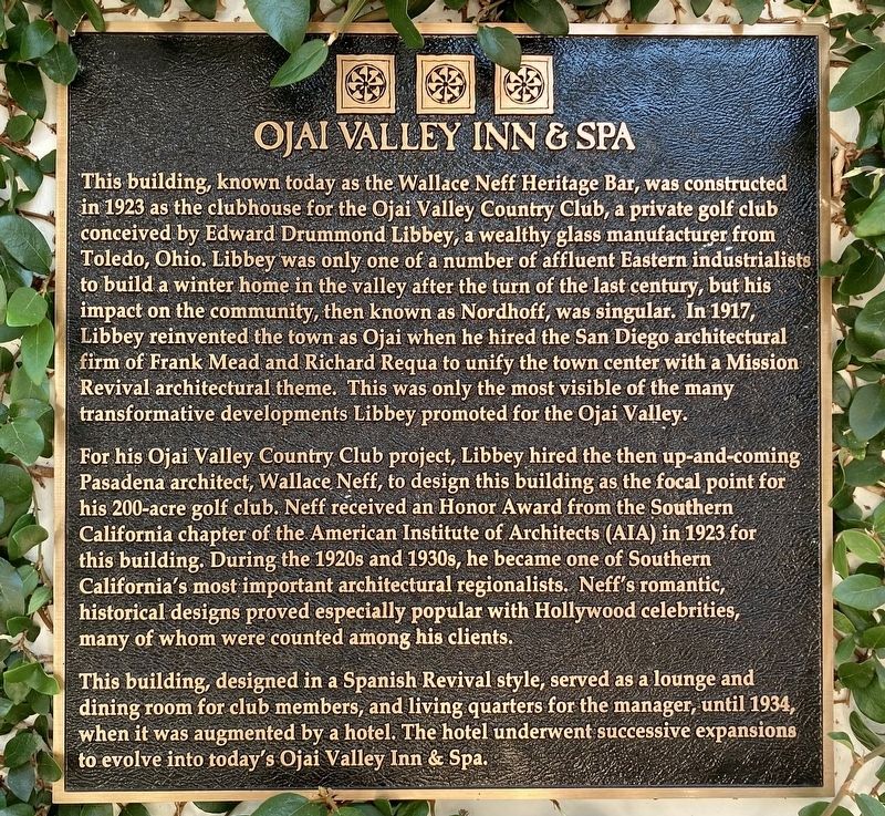Ojai Valley Inn & Spa Marker image. Click for full size.