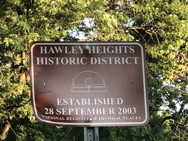 Hawley Heights Historic District Marker. Click for full size. Hawley Heights Historic District Marker image. Click for full size.