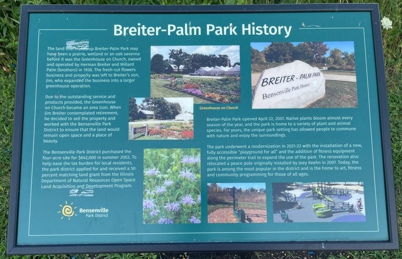 Breiter-Palm Park History Marker. Click for full size. Breiter-Palm Park History Marker image. Click for full size.