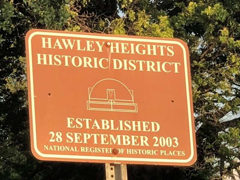 Hawley Heights Historic District Marker. Click for full size. Hawley Heights Historic District Marker image. Click for full size.