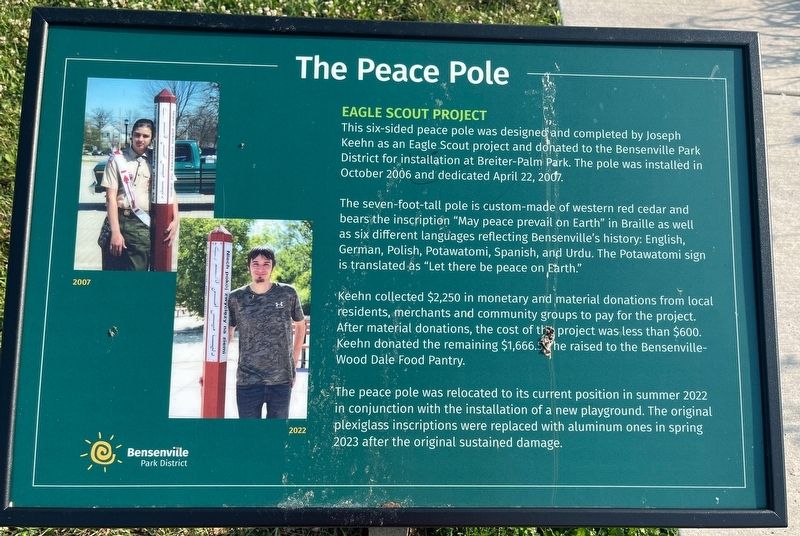 The Peace Pole Marker. Click for full size. The Peace Pole Marker image. Click for full size.