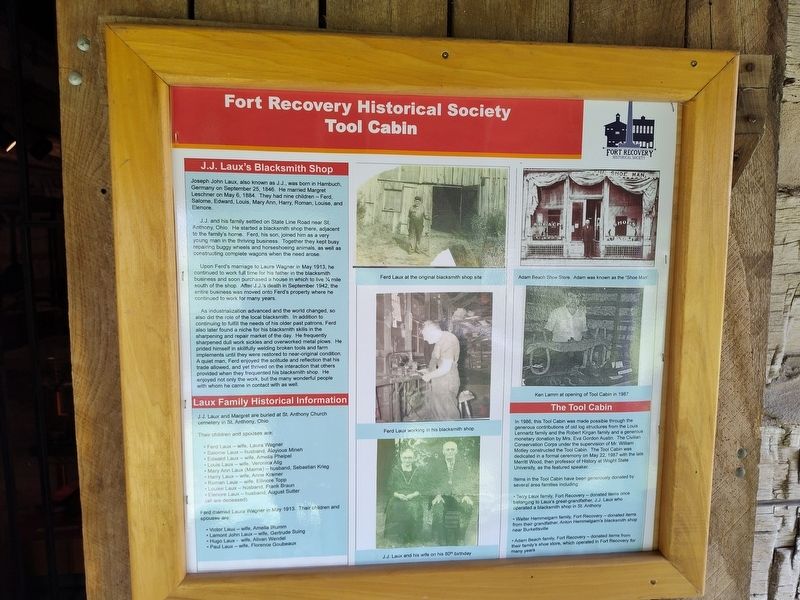 Fort Recovery Historical Society Tool Cabin Marker. Click for full size. Fort Recovery Historical Society Tool Cabin Marker image. Click for full size.