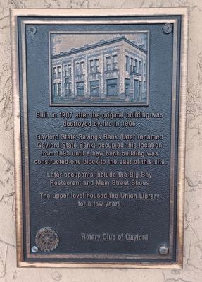 Gaylord State Savings Bank Marker. Click for full size. Gaylord State Savings Bank Marker image. Click for full size.