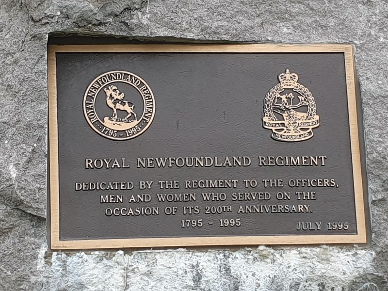 Royal Newfoundland Regiment 200th anniversary tablet from 1995. Click for full size. Royal Newfoundland Regiment 200th anniversary tablet from 1995 image. Click for full size.