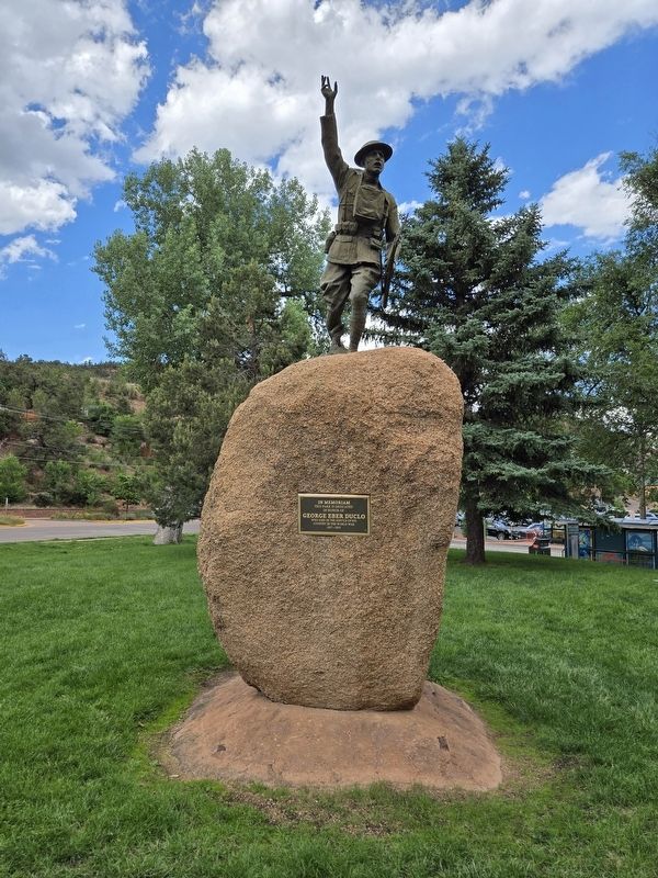 George Eber Duclo Marker and doughboy statue. Click for full size. George Eber Duclo Marker and doughboy statue image. Click for full size.