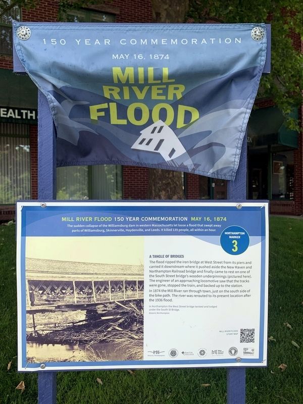 Mill River Flood Marker image. Click for full size.