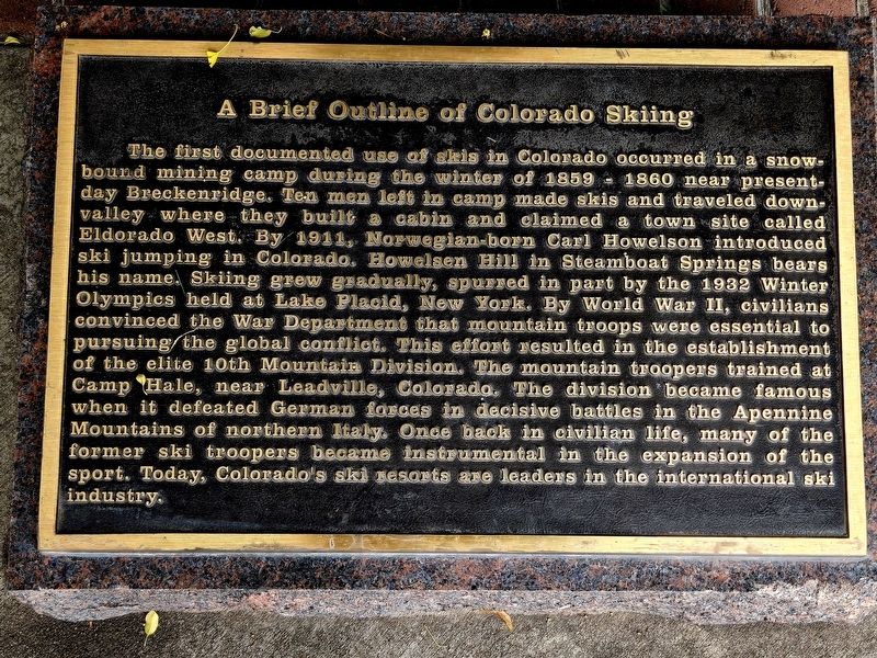 A brief outline of Colorado Skiing Marker image. Click for full size.
