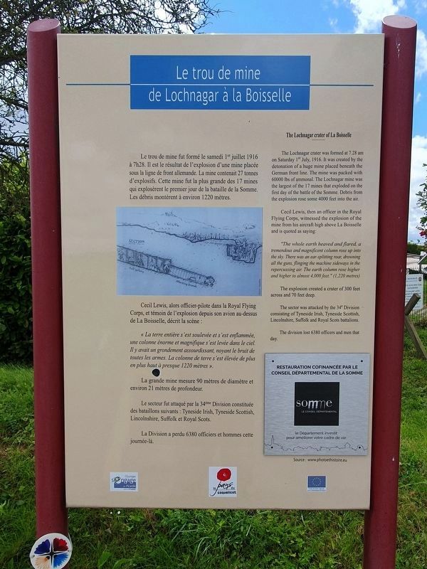 The Lochnagar Crater of La Boisselle Marker image. Click for full size.