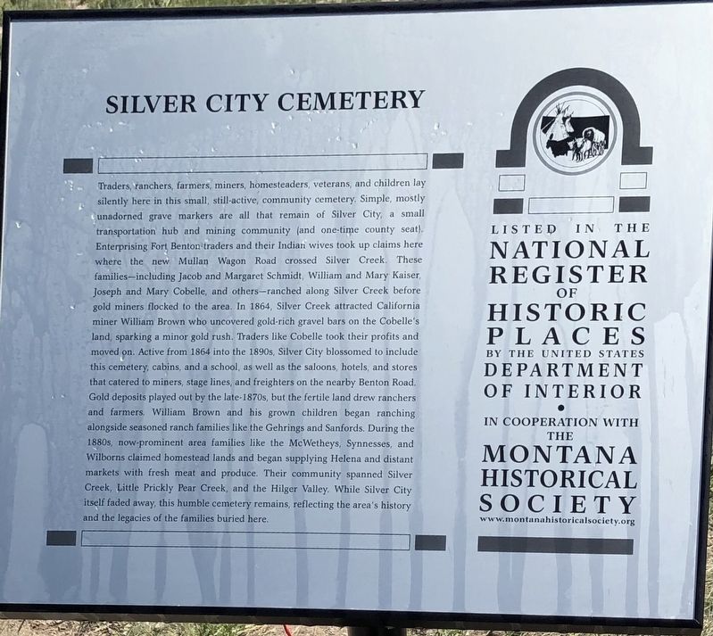 Silver City Cemetery Marker, Side One. Click for full size. Silver City Cemetery Marker, Side One image. Click for full size.