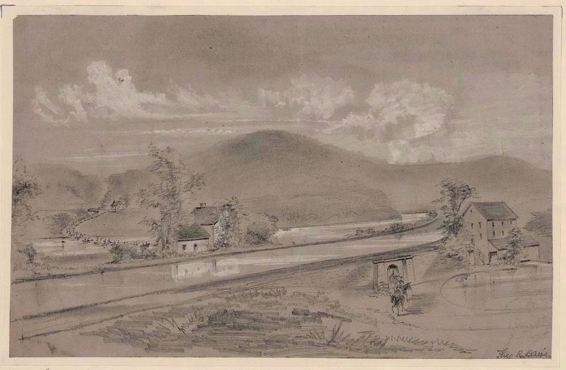 The Confederates under Stuart crossing the Potomac at McCoy's Ferry to destroy the B&O Canal image. Click for full size.