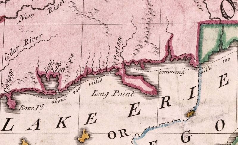 Long Point portage, shown on a map of 1755. Click for full size. Long Point portage, shown on a map of 1755 image. Click for full size.