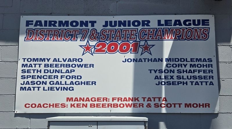 Fairmont Junior League Champions Marker image. Click for full size.