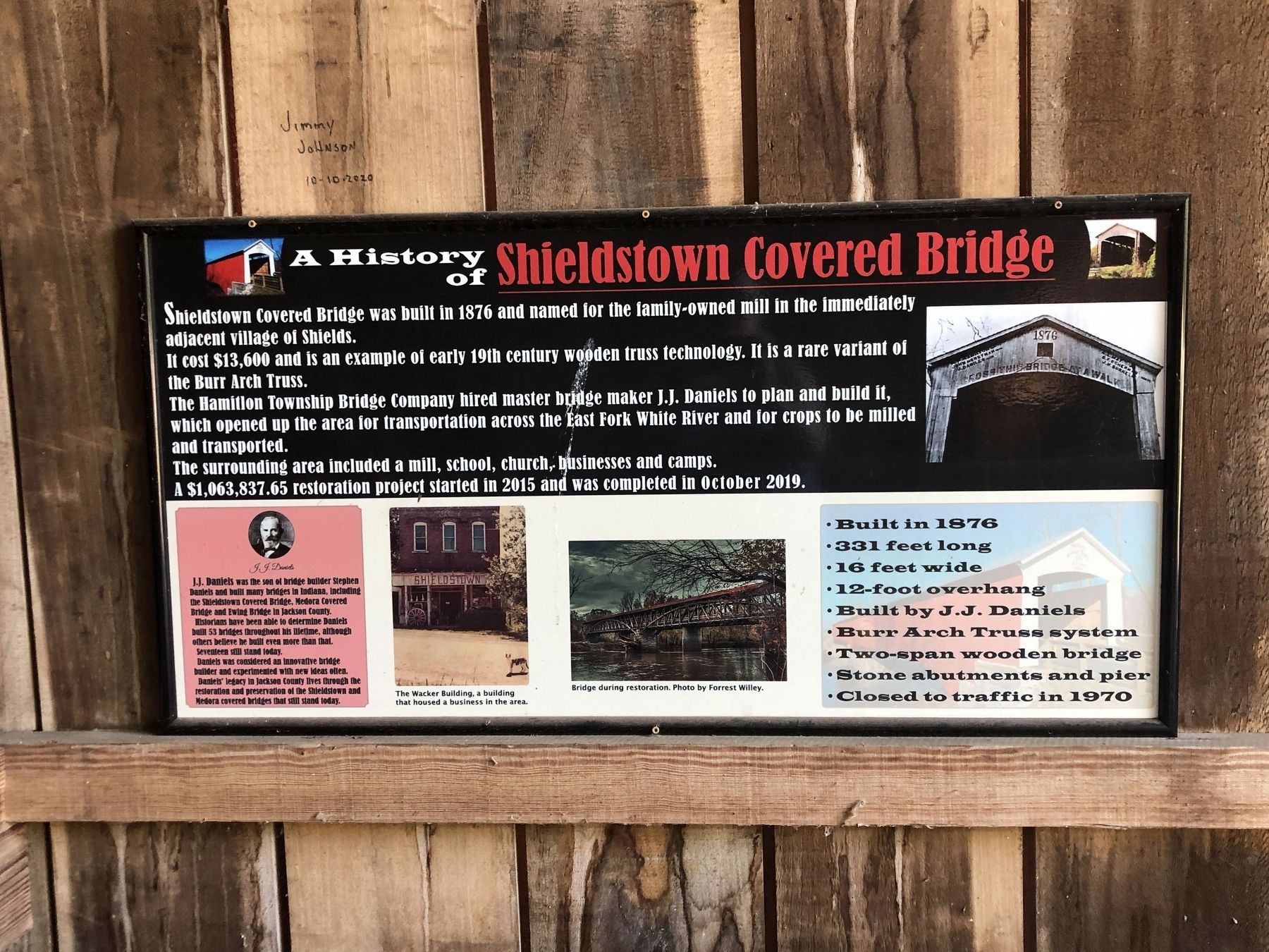 A History of Shieldstown Covered Bridge Marker. Click for full size. A History of Shieldstown Covered Bridge Marker image. Click for full size.