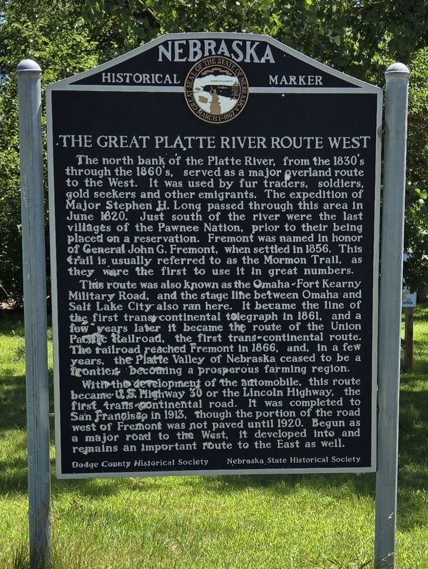 The Great Platte River Route West Marker. Click for full size. The Great Platte River Route West Marker image. Click for full size.