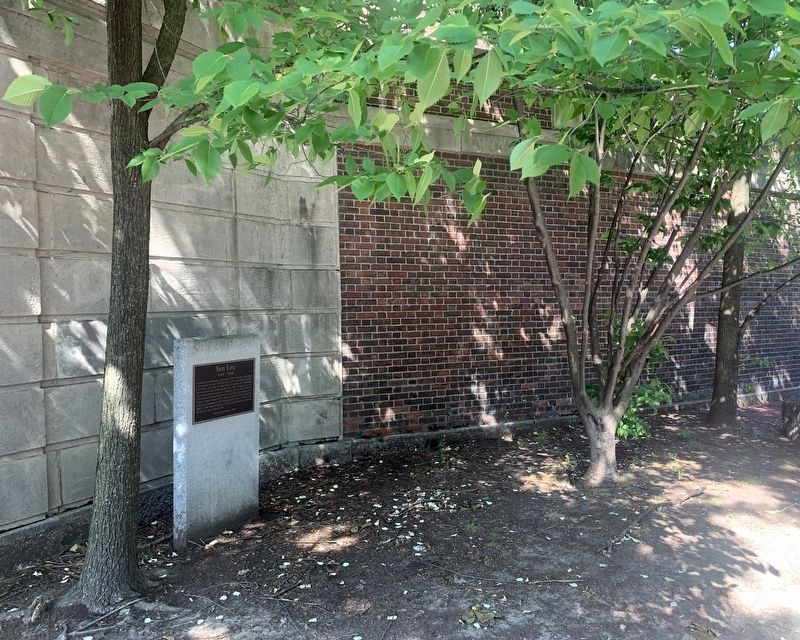 Sen Lee Marker in front of Harvard Yard wall. Click for full size. Sen Lee Marker in front of Harvard Yard wall image. Click for full size.