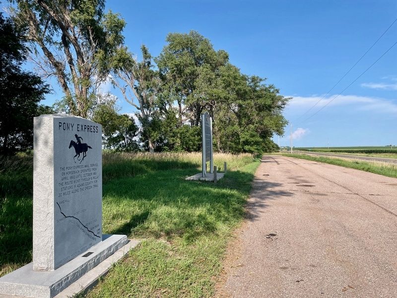 The Oregon Trail Marker looking east on U.S. 34.. Click for full size. The Oregon Trail Marker looking east on U.S. 34. image. Click for full size.