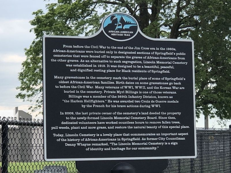 Lincoln Memorial Cemetery Marker. Click for full size. Lincoln Memorial Cemetery Marker image. Click for full size.