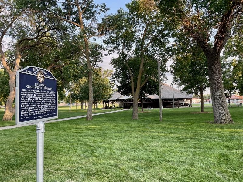Hastings Chautauqua Pavilion Marker. Click for full size. Hastings Chautauqua Pavilion Marker image. Click for full size.