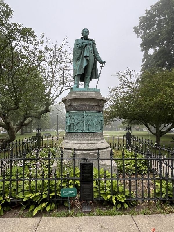 The 2012 Shimoda Tomodachi Declaration Marker in front of the Matthew C. Perry Monument. Click for full size. The 2012 Shimoda Tomodachi Declaration Marker in front of the Matthew C. Perry Monument image. Click for full size.
