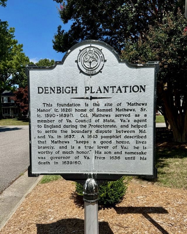 Denbigh Plantation Marker. Click for full size. Denbigh Plantation Marker image. Click for full size.