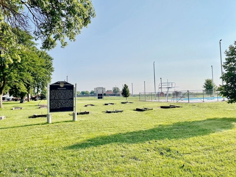 Harvard Marker with city pool on right.. Click for full size. Harvard Marker with city pool on right. image. Click for full size.