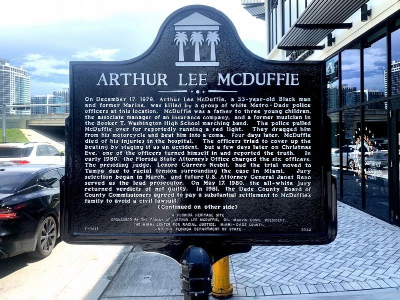 Arthur Lee McDuffie Marker Side 1 image. Click for full size.