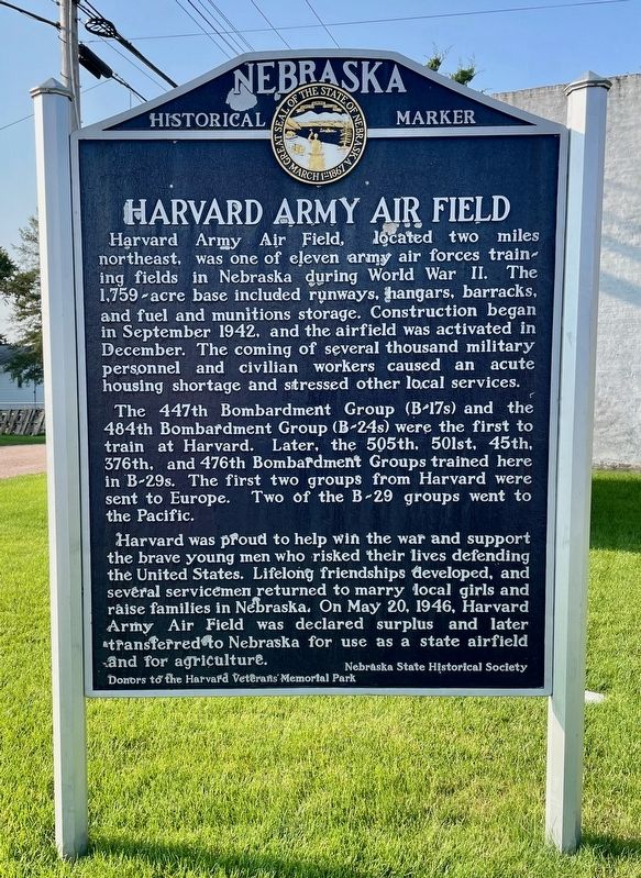 Harvard Army Air Field Marker. Click for full size. Harvard Army Air Field Marker image. Click for full size.