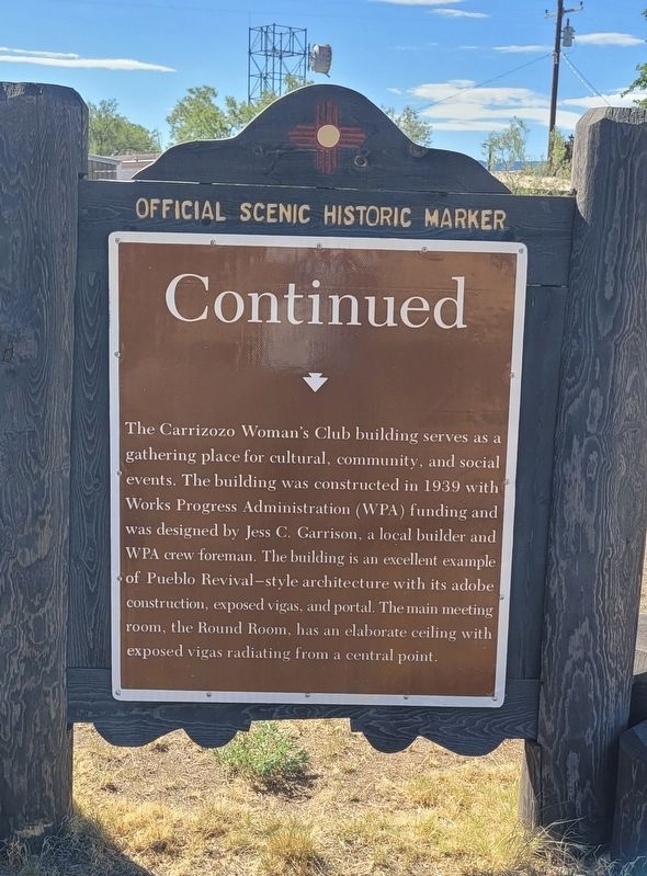 Carrizozo Woman's Club Marker - Reverse Side. Click for full size. Carrizozo Woman's Club Marker - Reverse Side image. Click for full size.