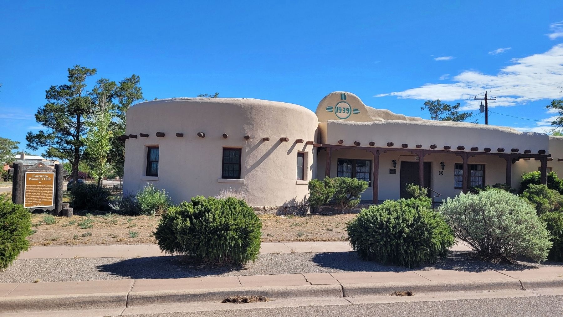 The view of the Carrizozo Woman's Club and Marker from the street. Click for full size. The view of the Carrizozo Woman's Club and Marker from the street image. Click for full size.