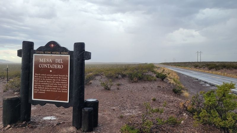 The view of the Mesa Del Contadero Marker along the street. Click for full size. The view of the Mesa Del Contadero Marker along the street image. Click for full size.