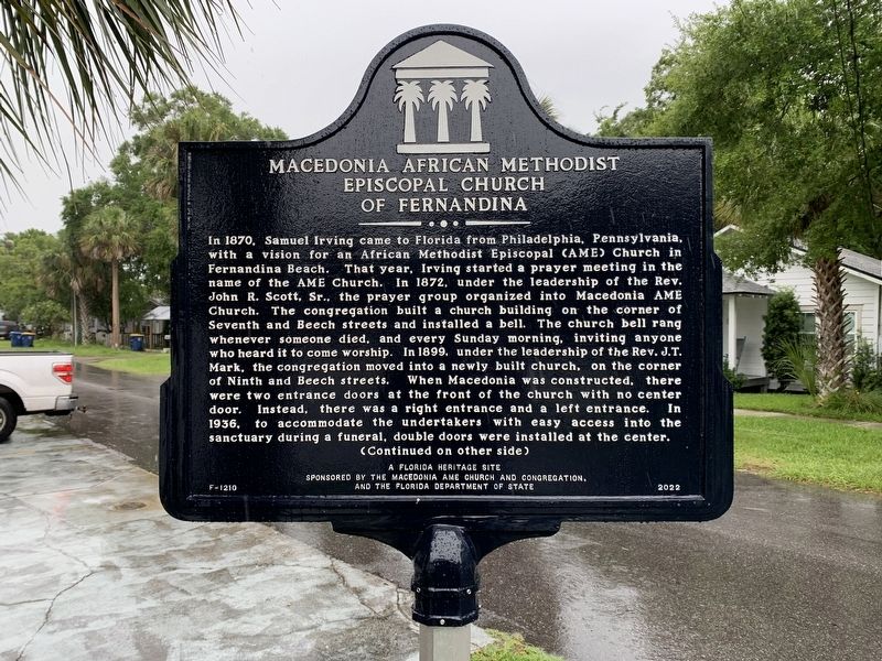 Macedonia African Methodist Episcopal Church of Fernandina Marker Side 1. Click for full size. Macedonia African Methodist Episcopal Church of Fernandina Marker Side 1 image. Click for full size.