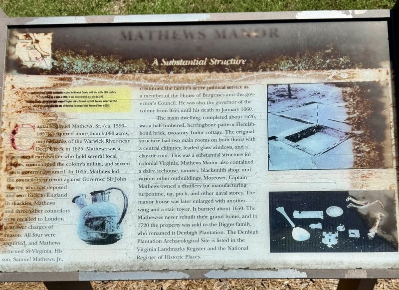 Mathews Manor Marker. Click for full size. Mathews Manor Marker image. Click for full size.