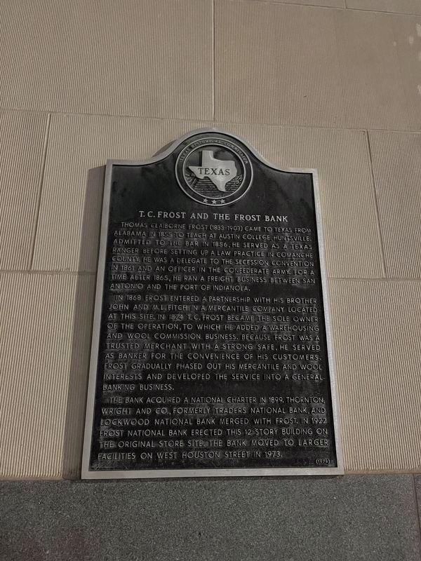 T.C. Frost and the Frost Bank Marker image. Click for full size.