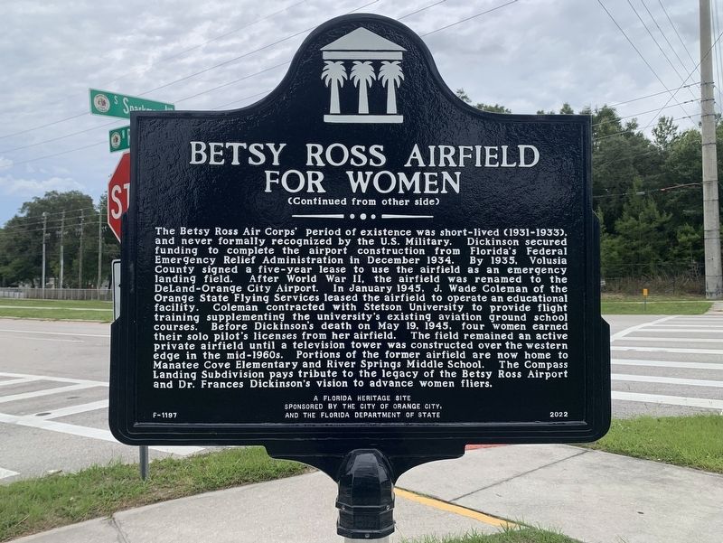 Betsy Ross Airfield for Women Marker Side 2. Click for full size. Betsy Ross Airfield for Women Marker Side 2 image. Click for full size.