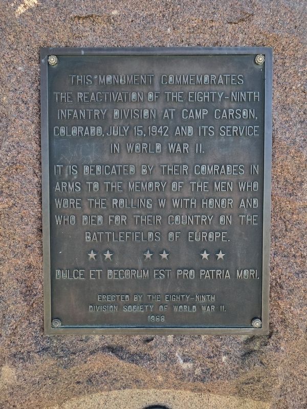 The 89th Infantry Division (1942-1945) Marker, Side Two image. Click for full size.