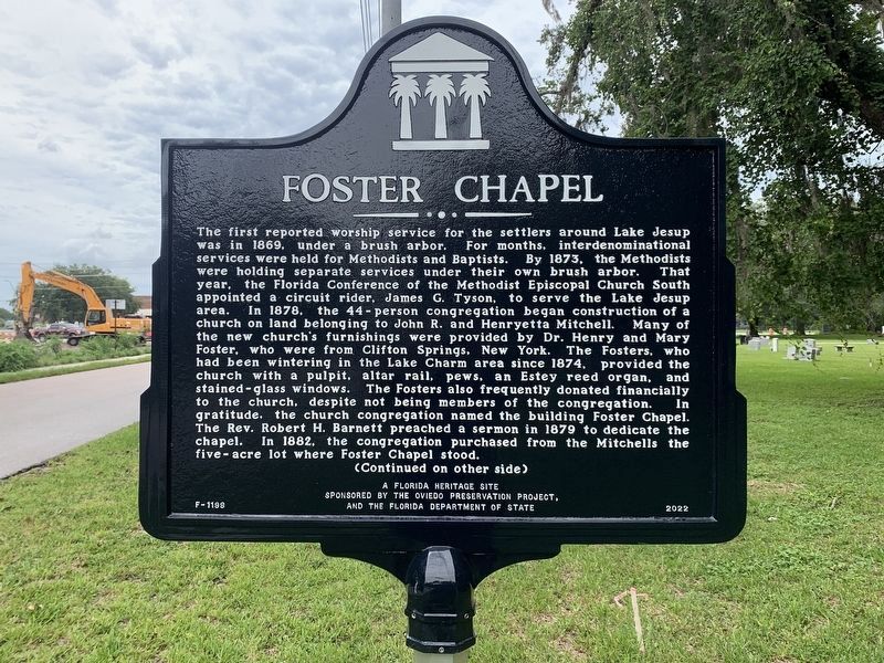 Foster Chapel Marker Side 1. Click for full size. Foster Chapel Marker Side 1 image. Click for full size.