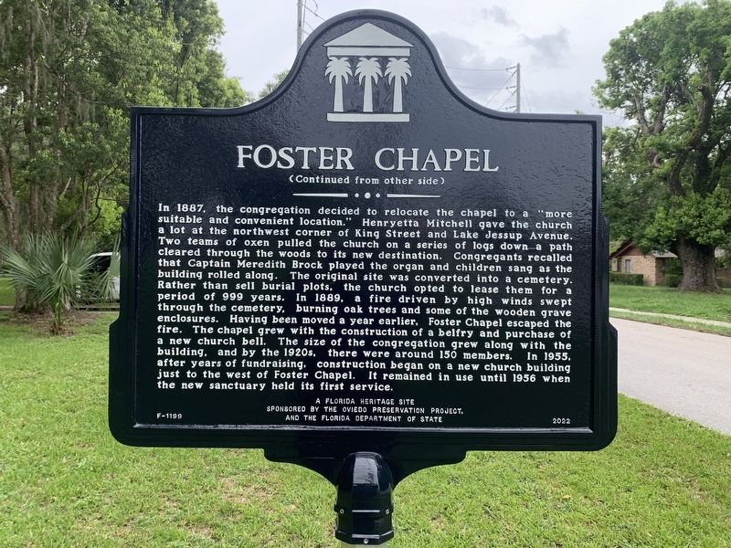 Foster Chapel Marker Side 2. Click for full size. Foster Chapel Marker Side 2 image. Click for full size.