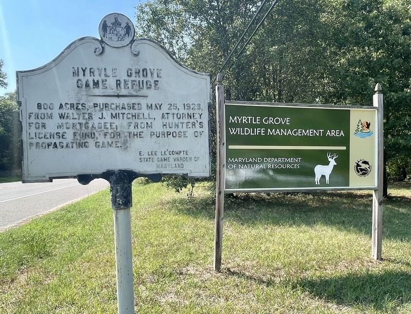 Myrtle Grove Game Refuge Marker image. Click for full size.
