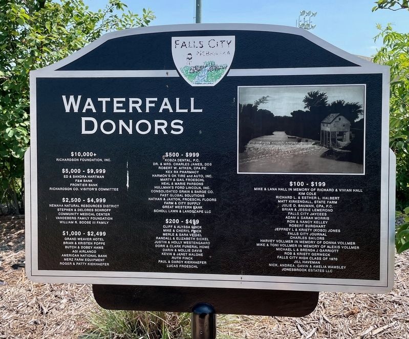 Marker showing donors for waterfalls. image. Click for full size.