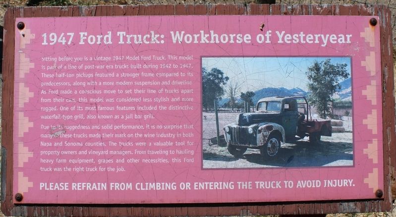 1947 Ford Truck: Workhorse of Yesteryear Marker. Click for full size. 1947 Ford Truck: Workhorse of Yesteryear Marker image. Click for full size.