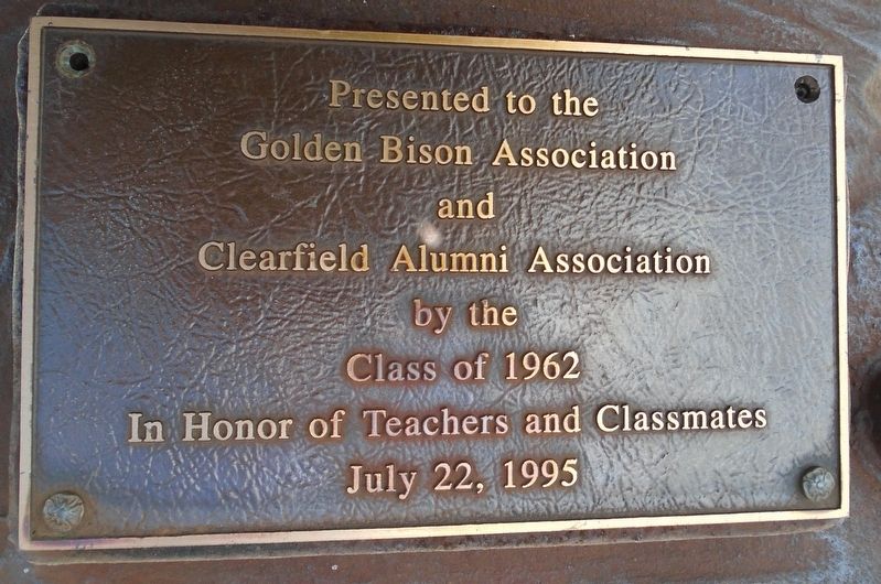 Clearfield High School Bison Monument. Click for full size. Clearfield High School Bison Monument image. Click for full size.
