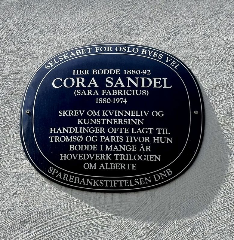 Cora Sandel Marker. Click for full size. Cora Sandel Marker image. Click for full size.