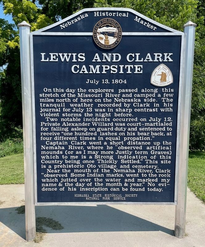 Lewis and Clark Campsite Marker. Click for full size. Lewis and Clark Campsite Marker image. Click for full size.