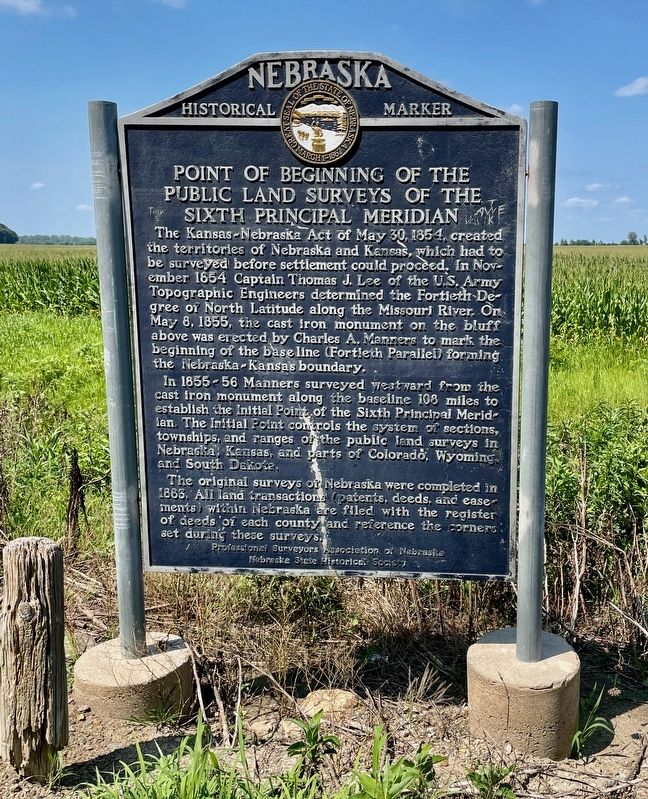 Point of Beginning, Public Land Surveys of the Sixth Principal Meridian Marker. Click for full size. Point of Beginning, Public Land Surveys of the Sixth Principal Meridian Marker image. Click for full size.